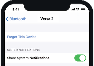 iPhone con Condividi notifiche di sistema attivato